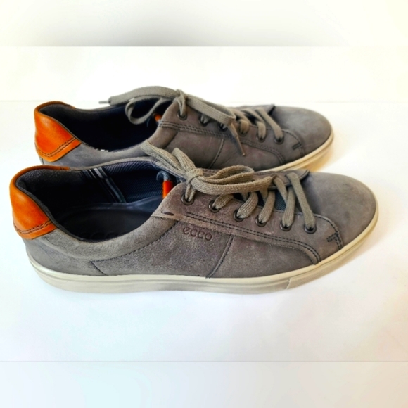 ECCO Leather Men's Soft 7 titanium gray sneakers size 12 - Picture 3 of 12